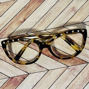 Valentino Rockstud Accents Studded Tortoise Brown Eye-Glass Frames V622S 281 130